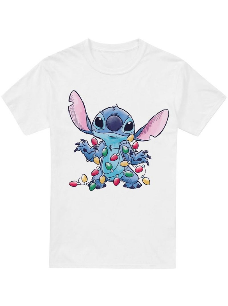 Camiseta boceto de luces de navidad para hombre - lilo & stitch Blanco - Kiabi