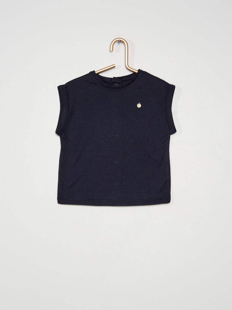 Camiseta bordada AZUL - Kiabi