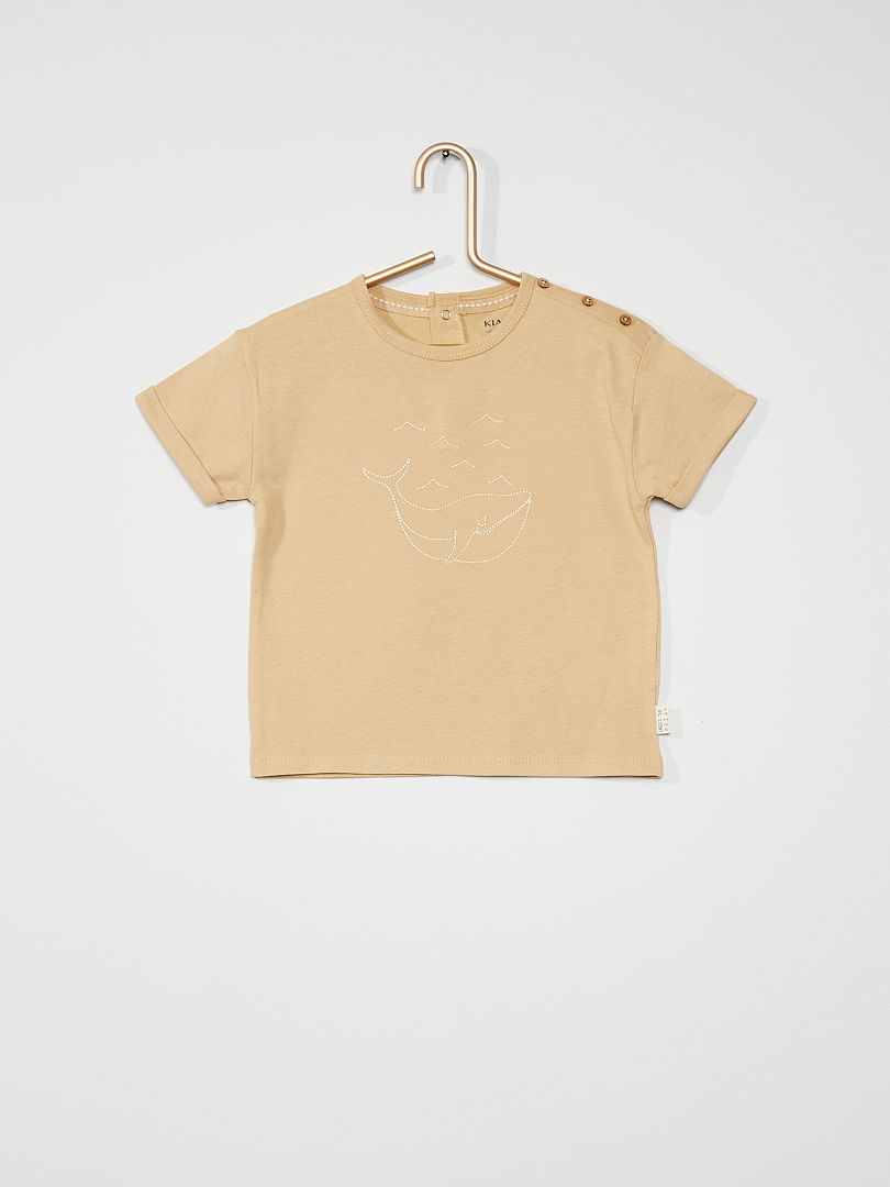 Camiseta bordada BEIGE - Kiabi