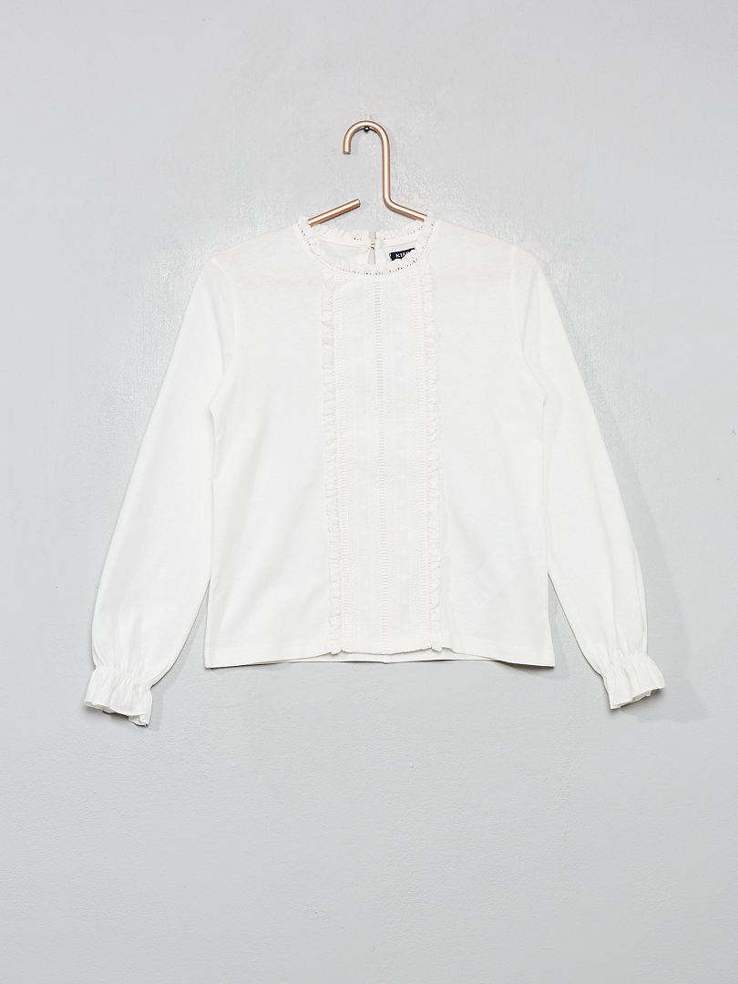 Camiseta bordada Blanco - Kiabi