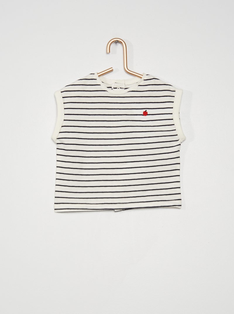 Camiseta bordada BLANCO - Kiabi
