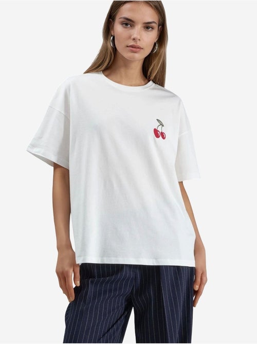 Camiseta bordada de cuello redondo de gran tamaño hiccup - Kiabi