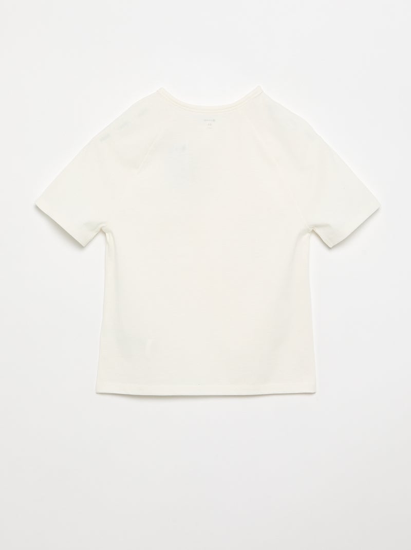 Camiseta bordada de manga corta Blanco - Kiabi