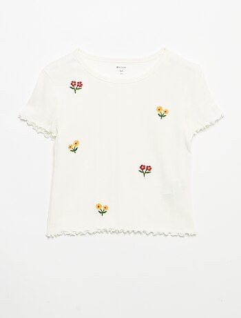 Camiseta bordada de manga corta