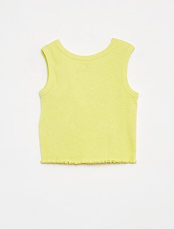 Camiseta bordada de punto de canalé sin mangas