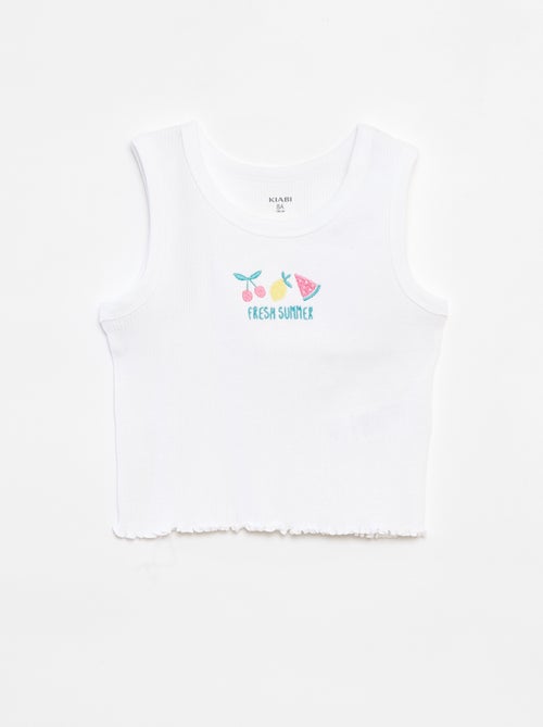Camiseta bordada de punto de canalé sin mangas - Kiabi