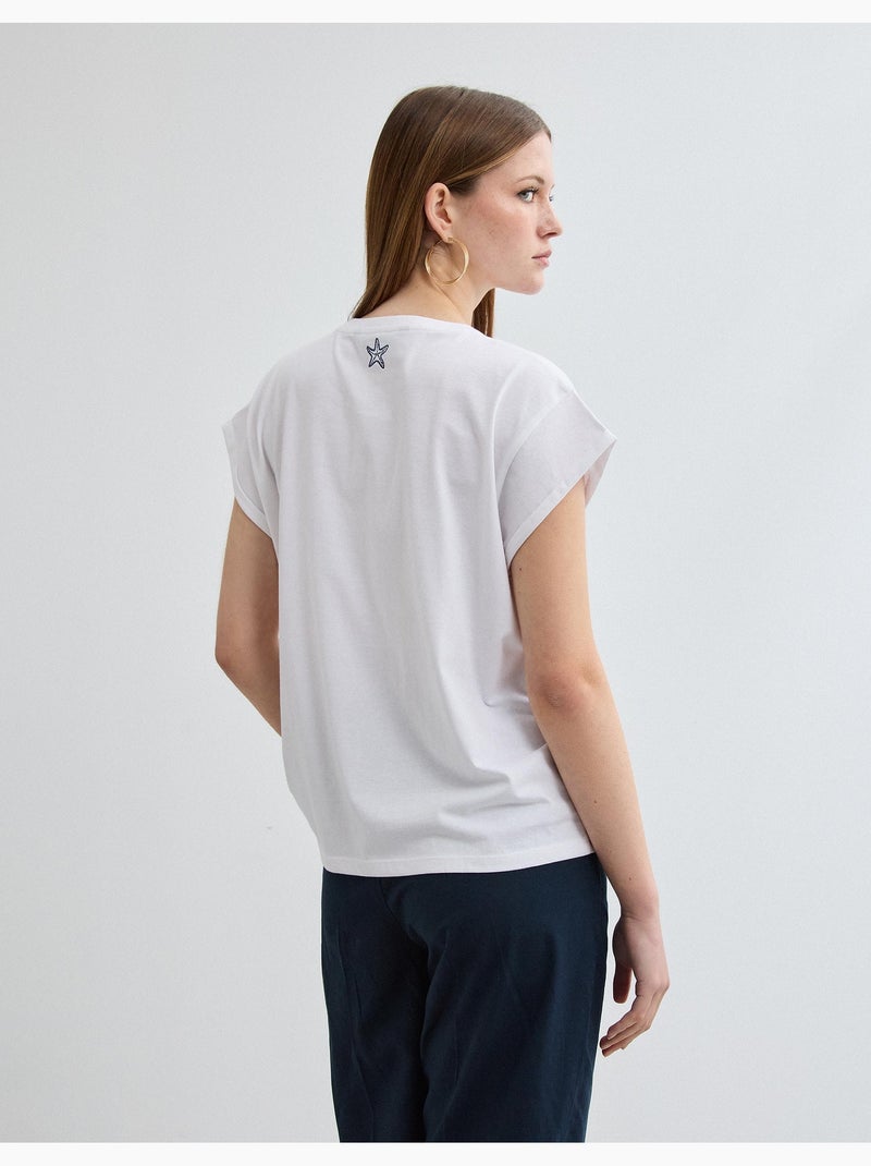 Camiseta bordada, MO Fashion Blanco - Kiabi