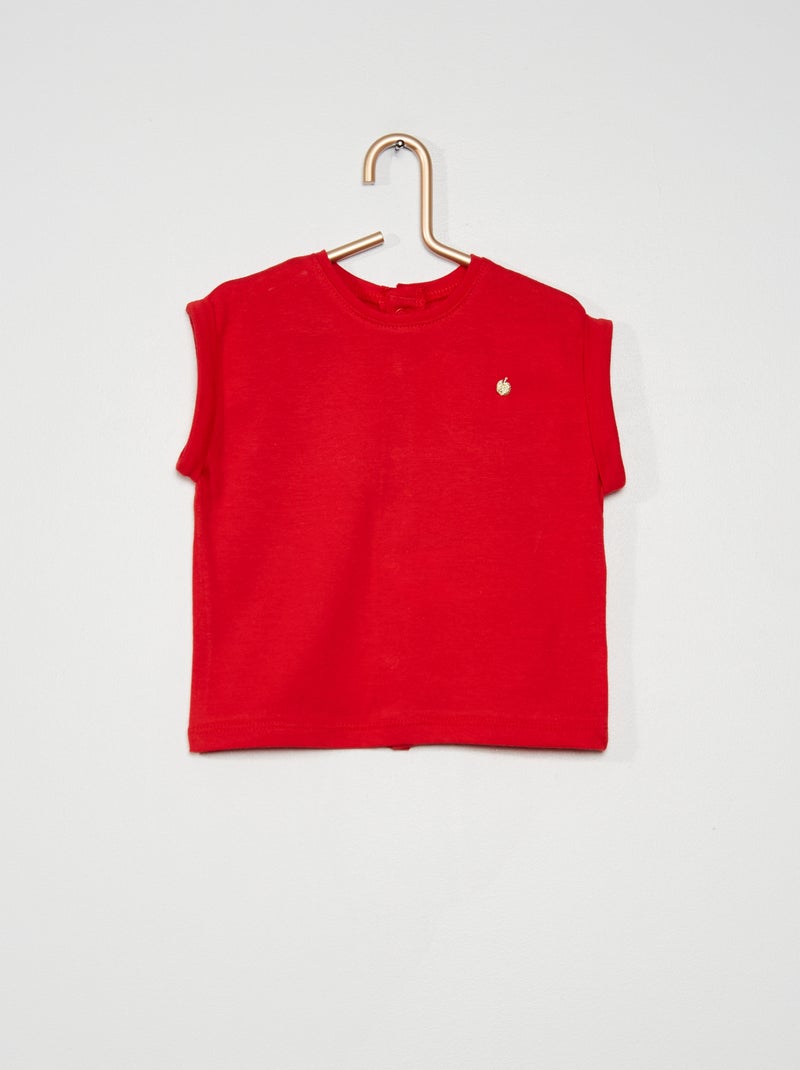 Camiseta bordada ROJO - Kiabi