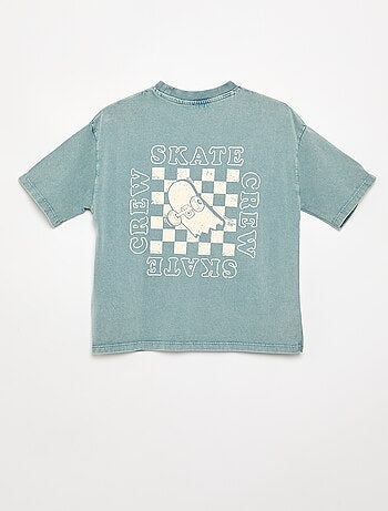Camiseta bordada y estampada de manga corta