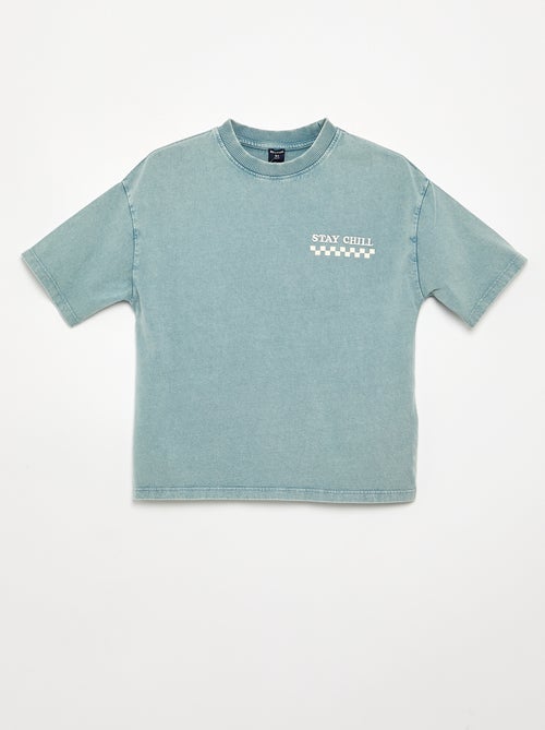 Camiseta bordada y estampada de manga corta - Kiabi