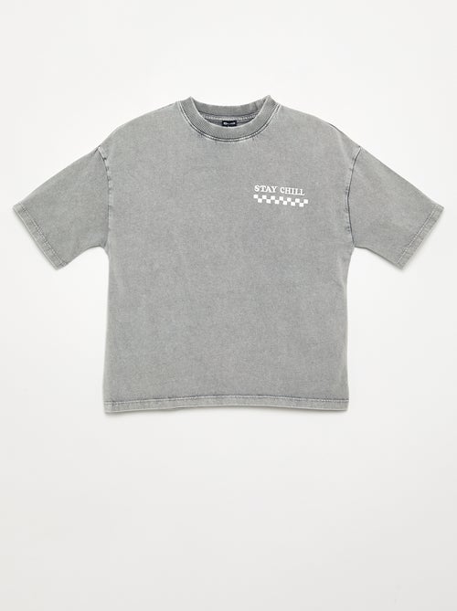 Camiseta bordada y estampada de manga corta - Kiabi