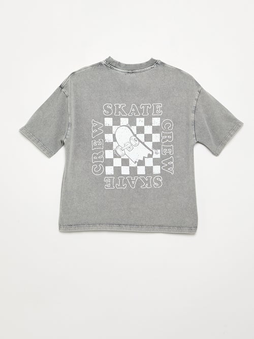 Camiseta bordada y estampada de manga corta - Kiabi