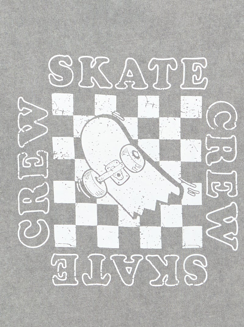Camiseta bordada y estampada de manga corta Gris - Kiabi