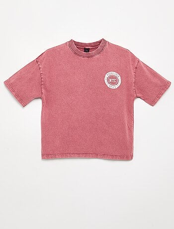 Camiseta bordada y estampada de manga corta