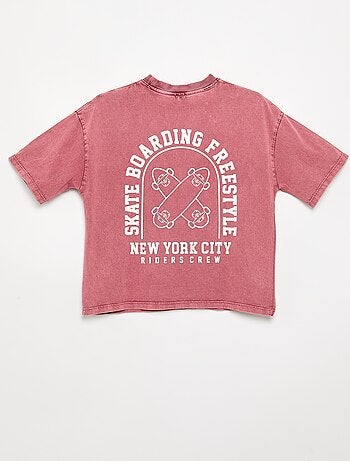 Camiseta bordada y estampada de manga corta