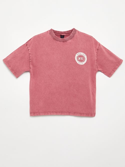 Camiseta bordada y estampada de manga corta - Kiabi Camiseta bordada y estampada de manga corta - Kiabi