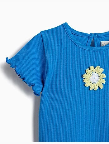 Camiseta bordado floral, MO Fashion