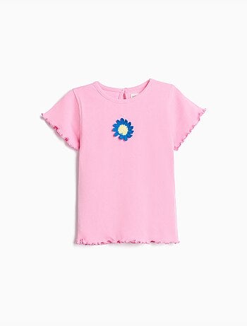 Camiseta bordado floral, MO Fashion