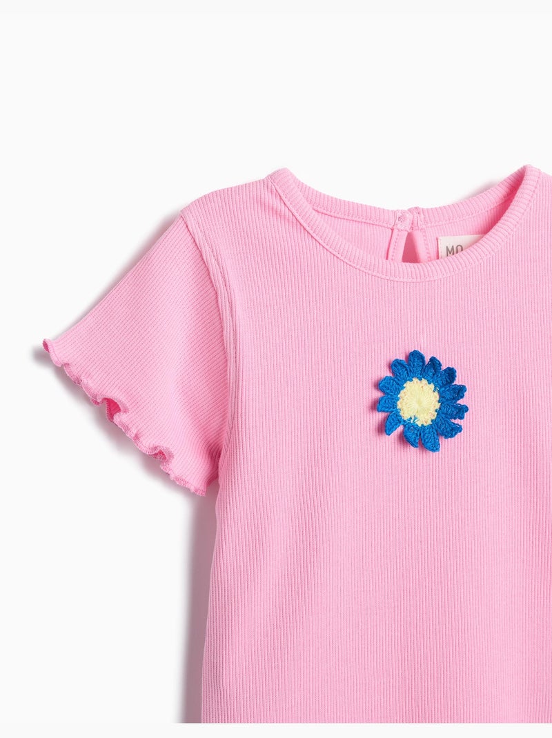 Camiseta bordado floral, MO Fashion Rosa - Kiabi
