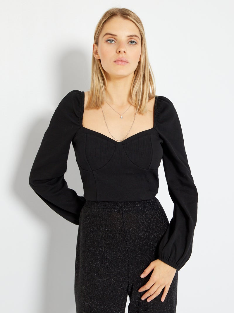 Camiseta bustier Negro - Kiabi