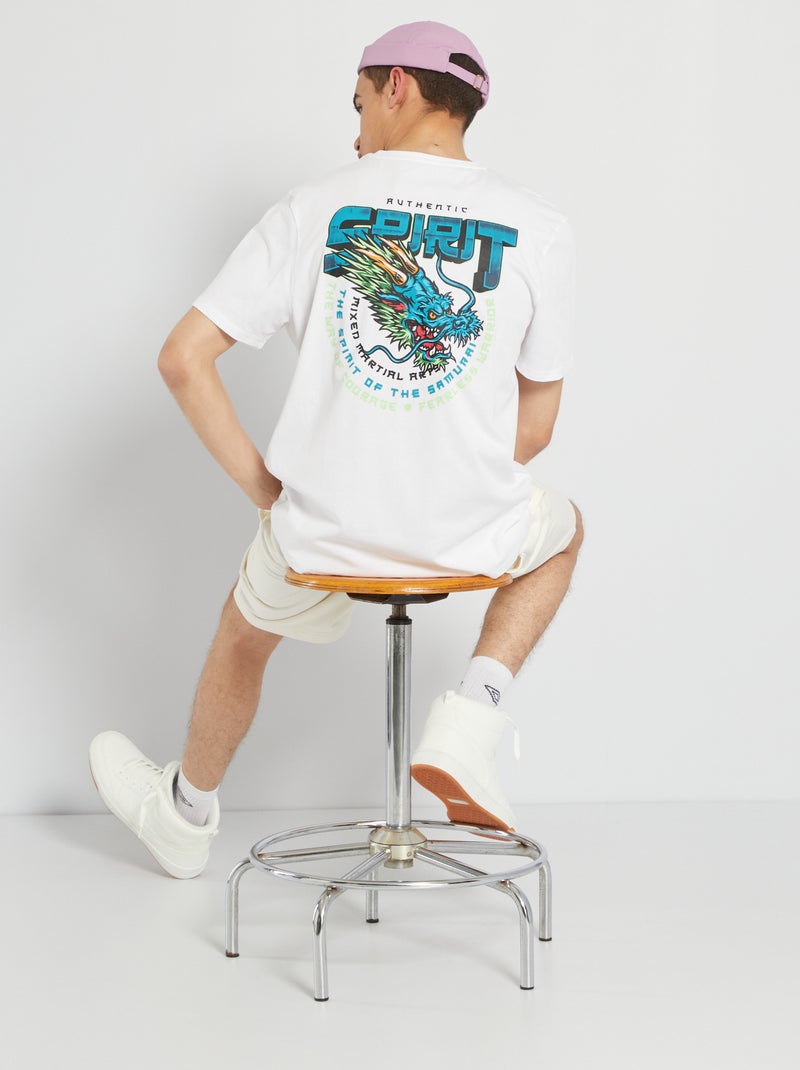 Camiseta cabeza de dragón Blanco - Kiabi