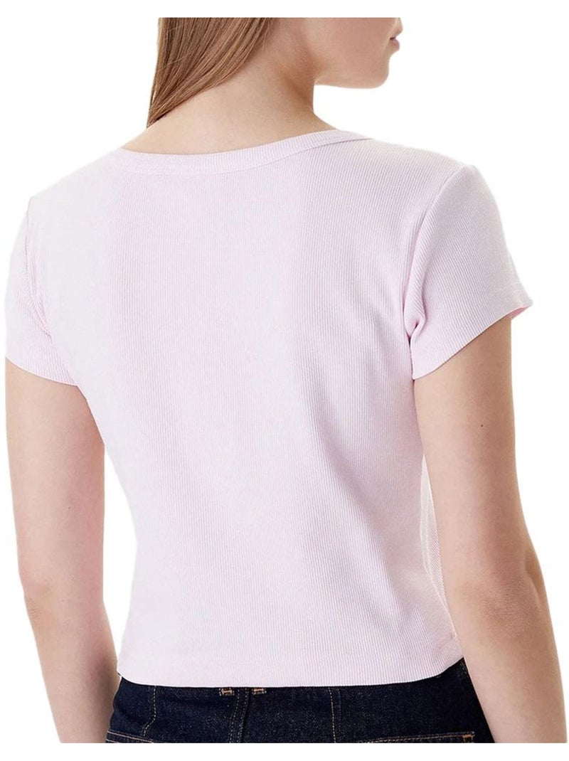 Camiseta Calvin Klein Mujer Etiqueta 2x2 Rosa - Kiabi