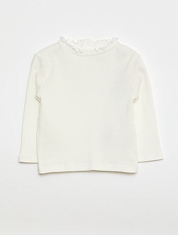 Camiseta de canalé con cuello ondulado