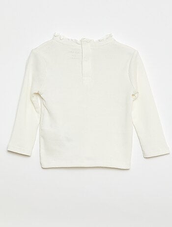 Camiseta de canalé con cuello ondulado