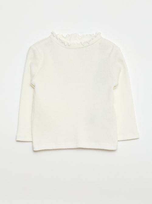 Camiseta canalé cuello ondulado - Kiabi
