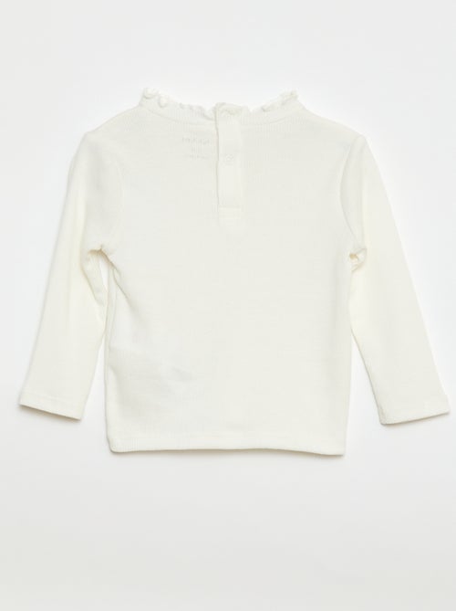 Camiseta canalé cuello ondulado - Kiabi