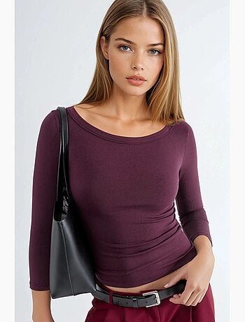 Camiseta canalé cuello redondo manga larga busem
