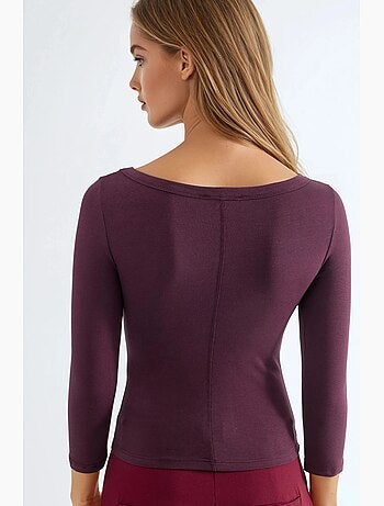 Camiseta canalé cuello redondo manga larga busem
