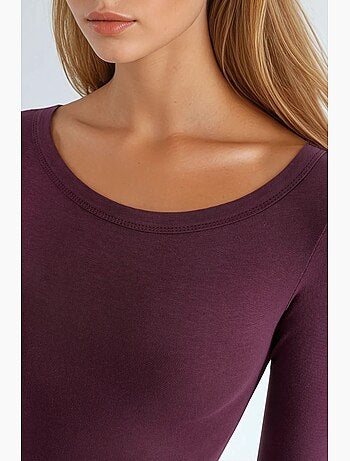 Camiseta canalé cuello redondo manga larga busem