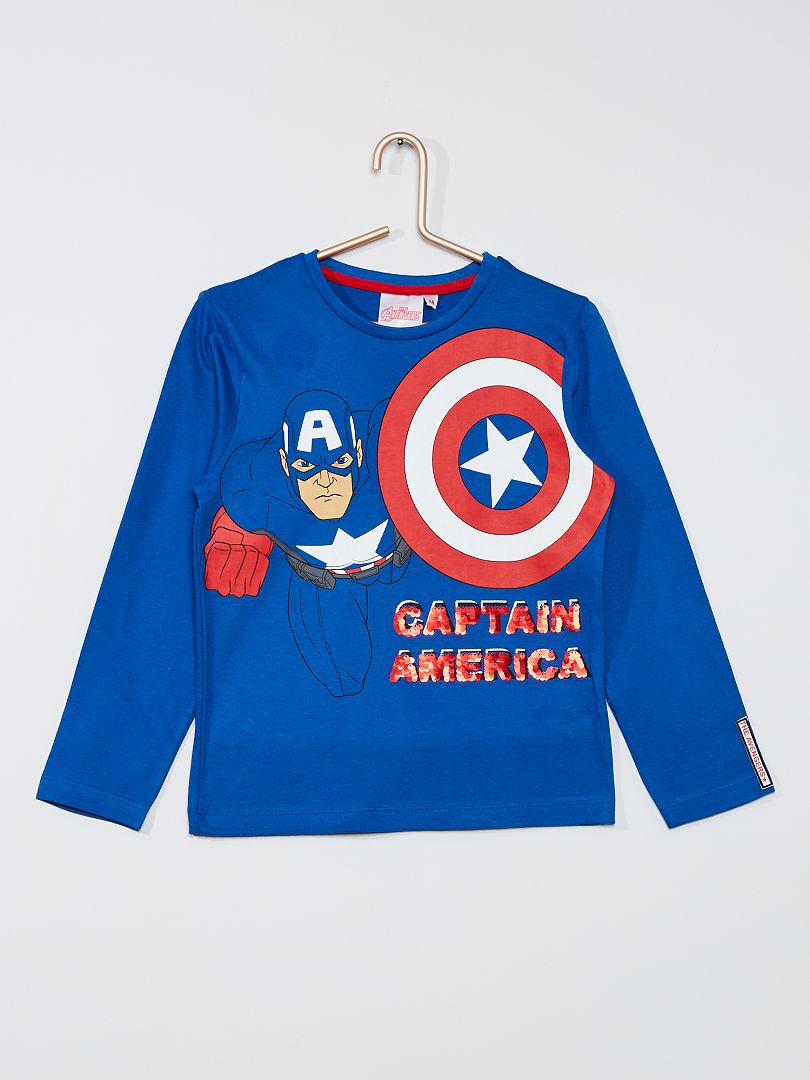 Disponible Descuido asistencia Camiseta 'Capitán América' con lentejuelas reversibles - azul - Kiabi -  12.00€
