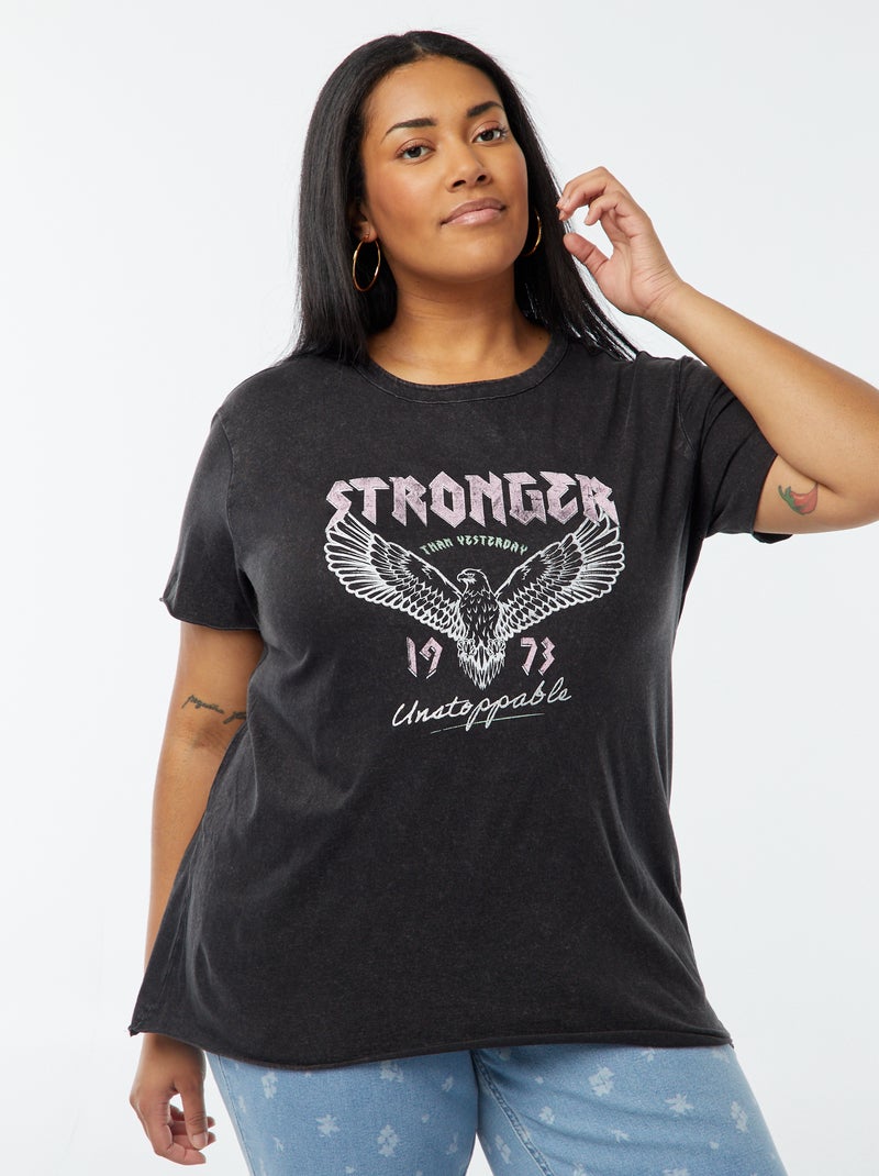 Camiseta 'Carmakoma' con estampado y motivo de leopardo NEGRO - Kiabi