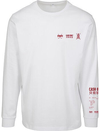 Camiseta cash only de manga larga para hombre - mister tee