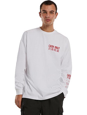 Camiseta cash only de manga larga para hombre - mister tee