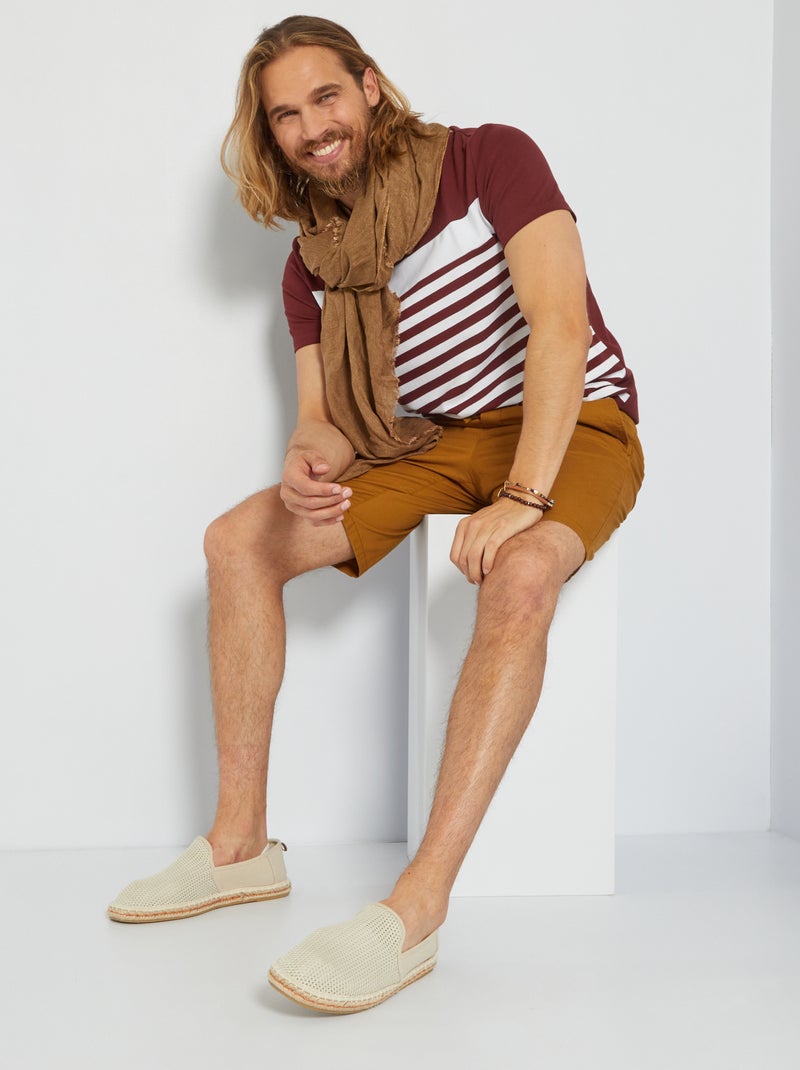 Camiseta colorblock a rayas castaño - Kiabi
