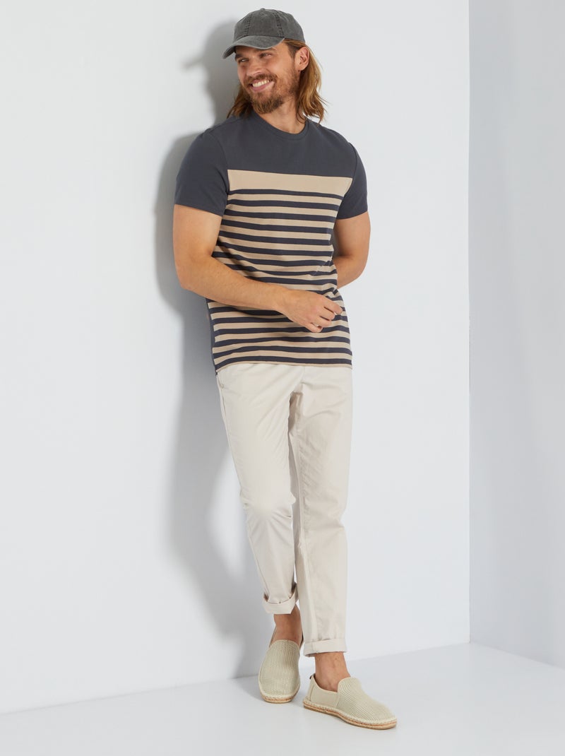Camiseta colorblock a rayas gris oscuro - Kiabi