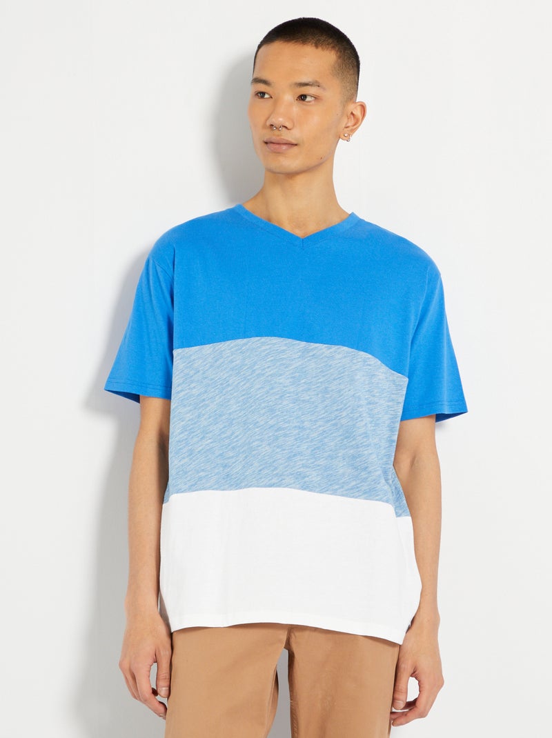 Camiseta 'colorblock' azul - Kiabi