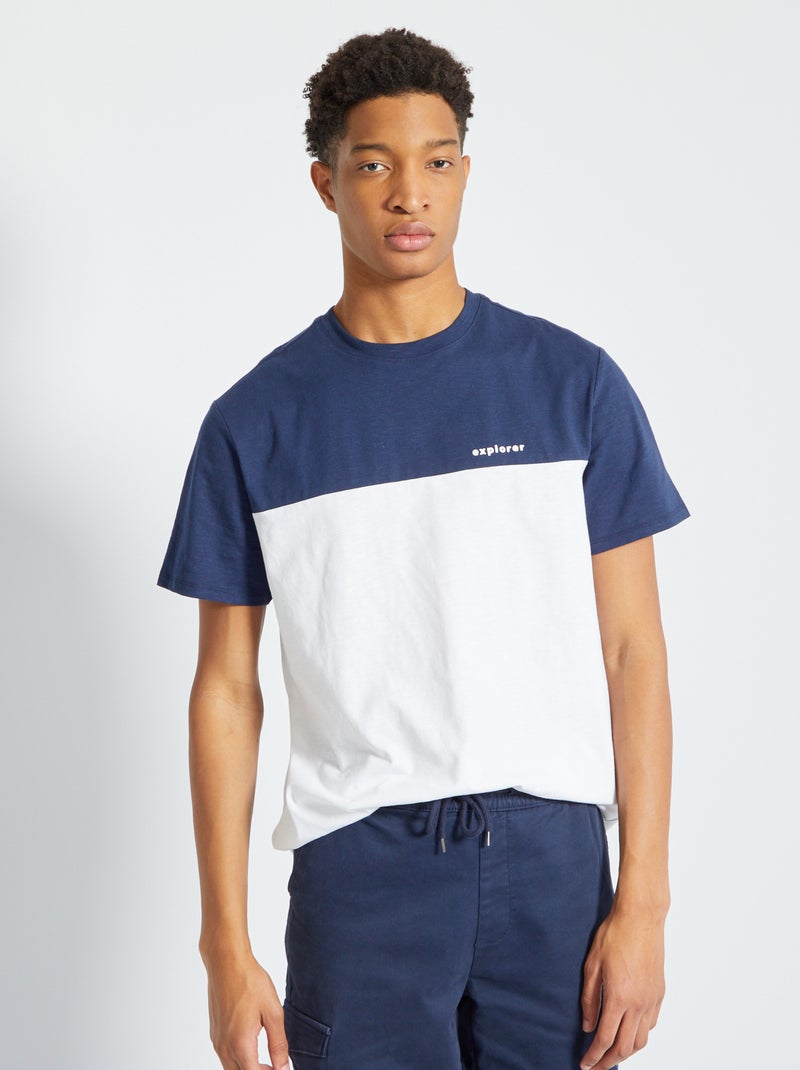Camiseta colorblock AZUL - Kiabi