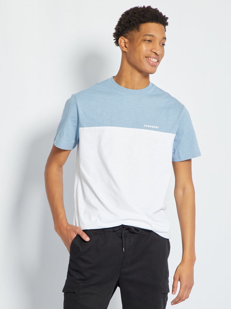 Camiseta colorblock AZUL - Kiabi