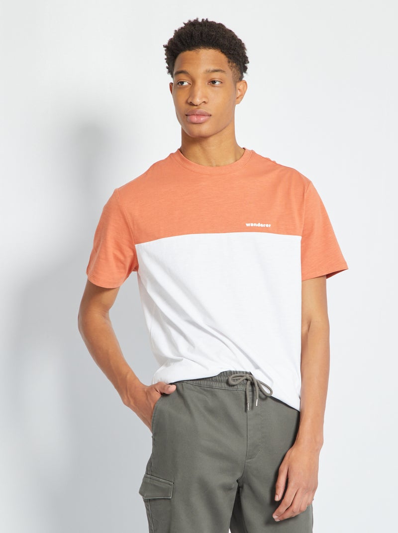 Camiseta colorblock BLANCO - Kiabi