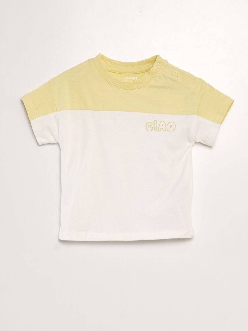 Camiseta colorblock con cuello redondo AMARILLO - Kiabi