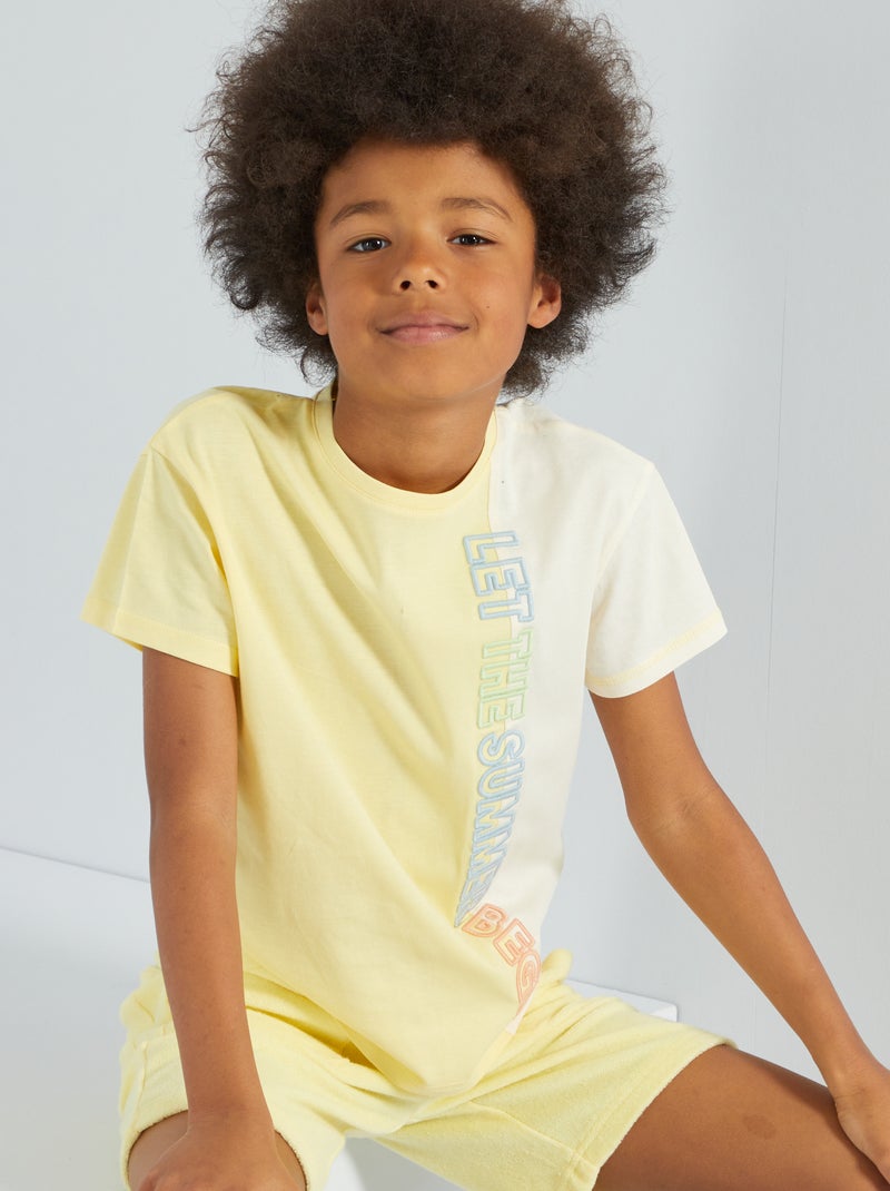 Camiseta colorblock con cuello redondo AMARILLO - Kiabi