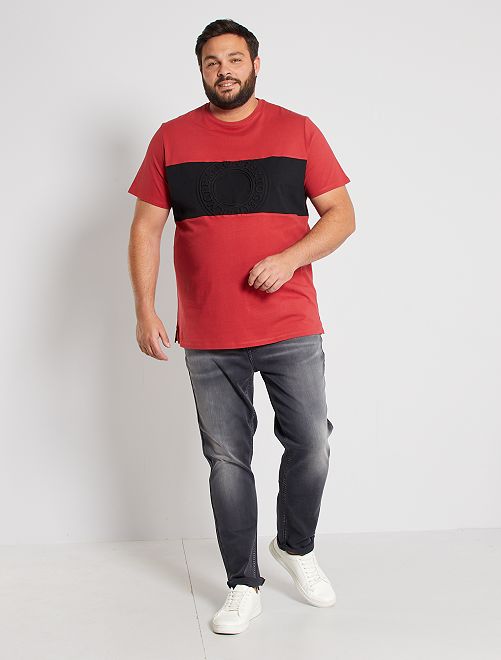 Camiseta colorblock con relieve Tallas grandes hombre - ROJO - Kiabi - 10,00€