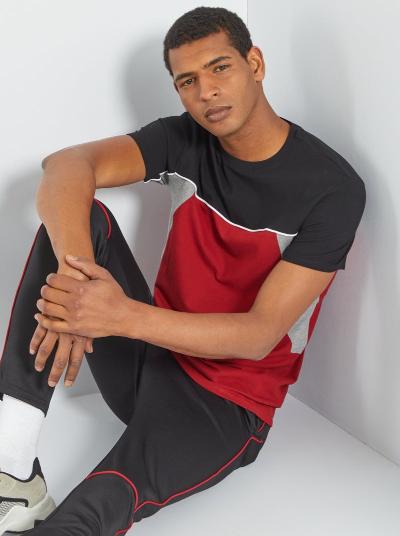 Camiseta colorblock de piqué de algodón ROJO - Kiabi