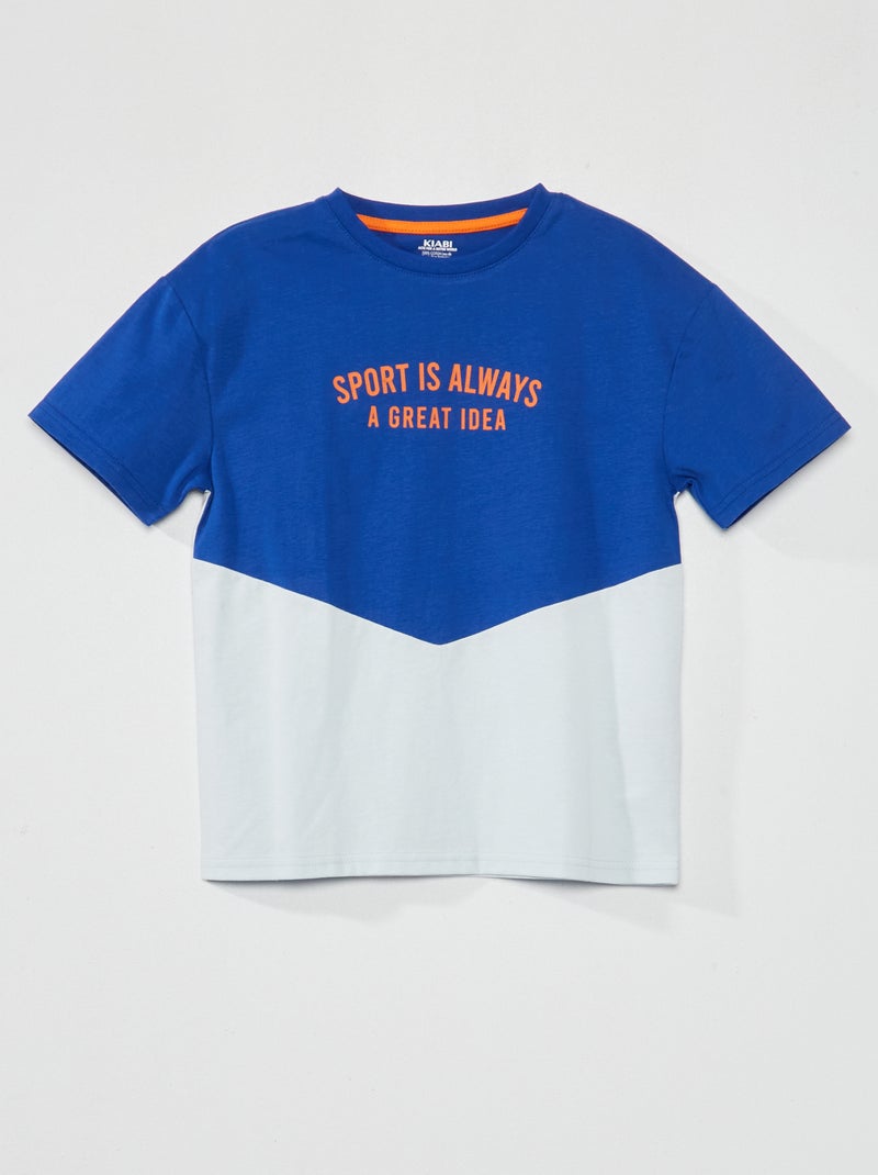 Camiseta colorblock de punto AZUL - Kiabi