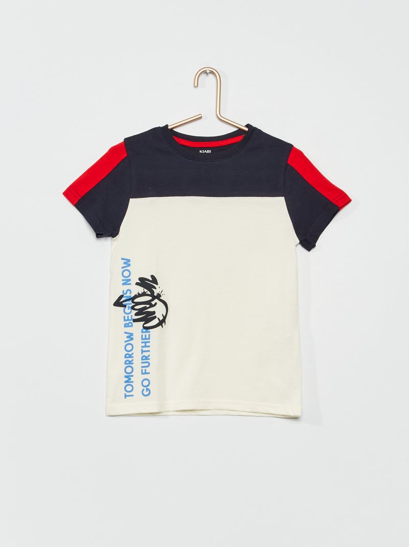 Camiseta colorblock de punto AZUL - Kiabi