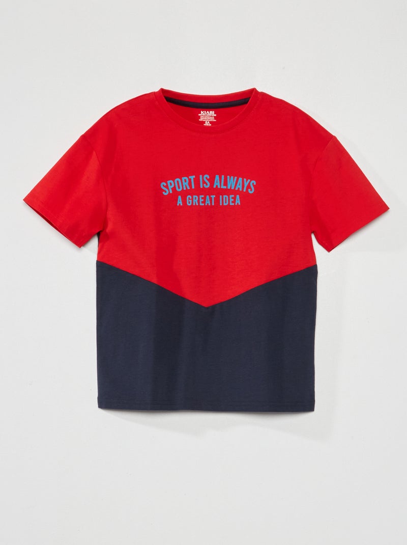 Camiseta colorblock de punto ROJO - Kiabi
